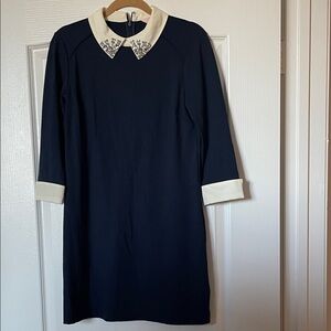 Ted Baker London UK 3 (US6-8) Navy Mini Dress Jeweled collar holiday party dress